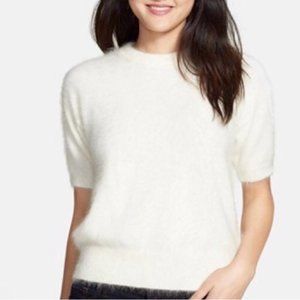 Michael Kors Angora Rabbit Hair Short Sleeve Sweater Top Classic XS